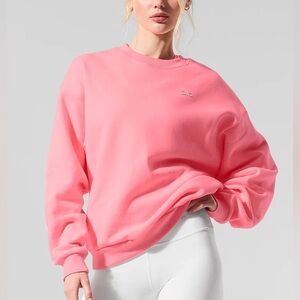 NWT ALO Yoga Accolade Crewneck Sweatshirt Neon Bubblegum Pink Size XS